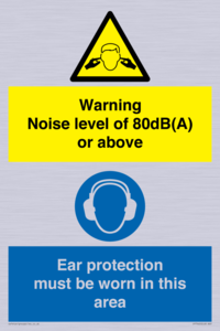 Warning Noise level of 80dB(A) or above. Ear protection must be worn in this area